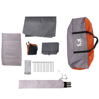 vidaXL Family Tent Cabin 10-Person Grey and Orange Waterproof