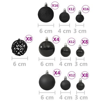 vidaXL 100 Piece Christmas Ball Set Black