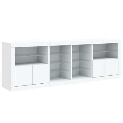 vidaXL Sideboard with LED Lights White 202x37x67 cm