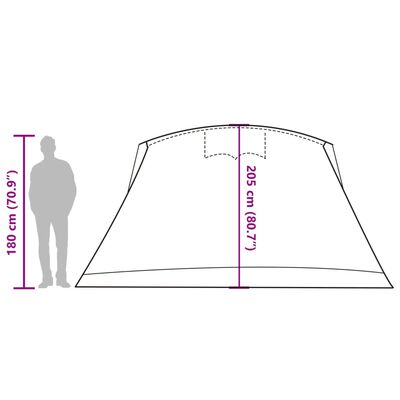 vidaXL Family Tent Tunnel 10-Person Grey and Orange Waterproof