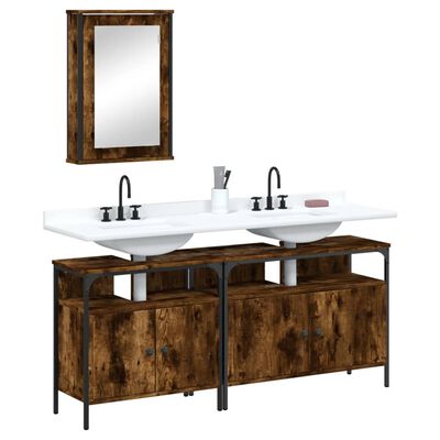 vidaXL 3 Piece Bathroom Furniture Set Smoked Oak Engineered Wood