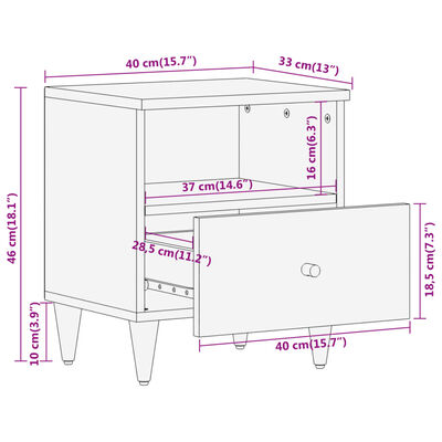 vidaXL Bedside Cabinets 2 pcs 40x33x46 cm Solid Wood Mango