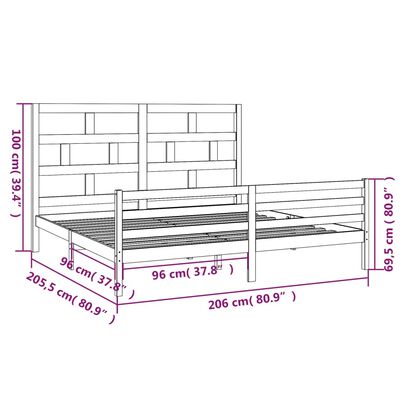 vidaXL Bed Frame without Mattress White Solid Wood 200x200 cm (810451+814215)