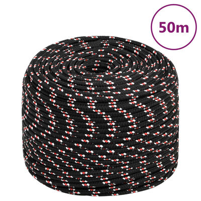 vidaXL Boat Rope Black 6 mm 50 m Polypropylene