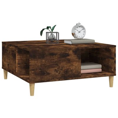 vidaXL Coffee Table Smoked Oak 80x80x36.5 cm Engineered Wood