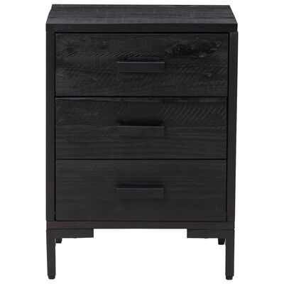 vidaXL Bedside Cabinet Black 36x30x54 cm Solid Pinewood