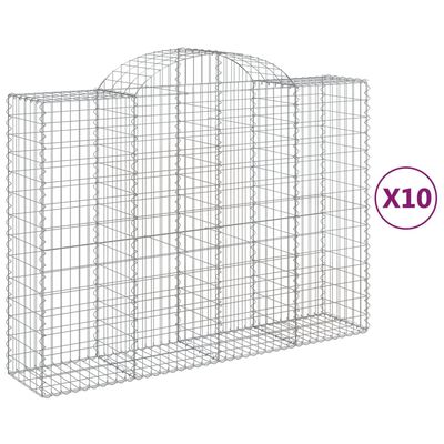 vidaXL Arched Gabion Baskets 10 pcs 200x50x140/160 cm Galvanised Iron
