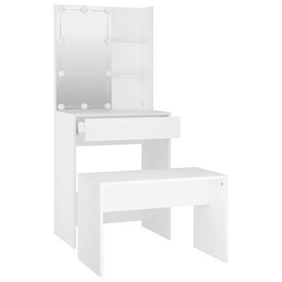 vidaXL Dressing Table Set with LED White Engineered Wood