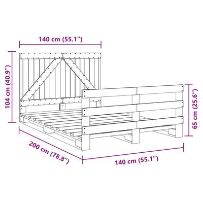 vidaXL Bed Frame without Mattress with Headboard 140x200 cm Solid Wood