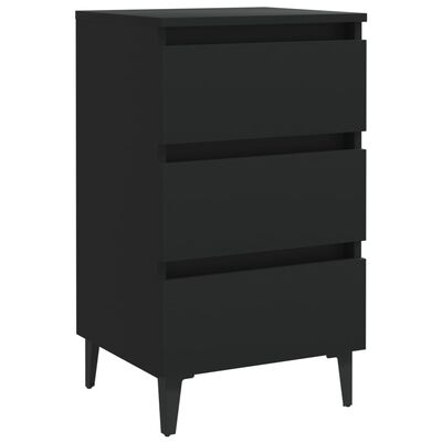 vidaXL Bed Cabinet with Metal Legs 2 pcs Black 40x35x69 cm