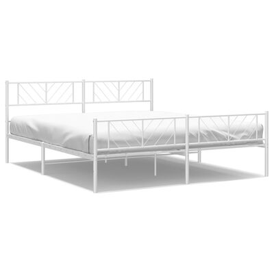 vidaXL Metal Bed Frame without Mattress with Footboard White 200x200 cm