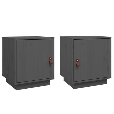 vidaXL Bedside Cabinets 2 pcs Grey 40x34x45 cm Solid Wood Pine