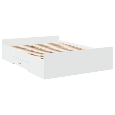 vidaXL Bed Frame with Drawers without Mattress White 135x190 cm Double