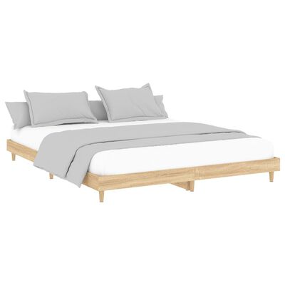 vidaXL Bed Frame without Mattress Sonoma Oak 150x200 cm King Size Engineered Wood