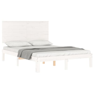 vidaXL Bed Frame without Mattress White Double Solid Wood Pine