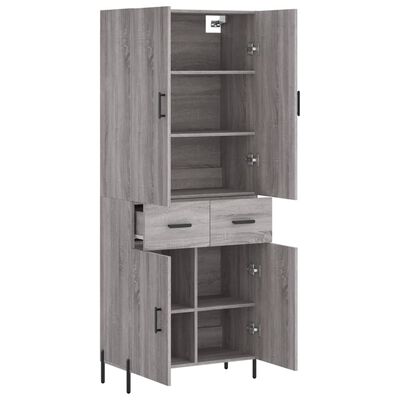 vidaXL Highboard Grey Sonoma 69.5x34x180 cm Engineered Wood