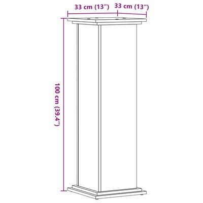 vidaXL Plant Stand Artisian Oak 33x33x100 cm Engineered Wood