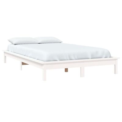 vidaXL Bed Frame without Mattress White Double Solid Wood