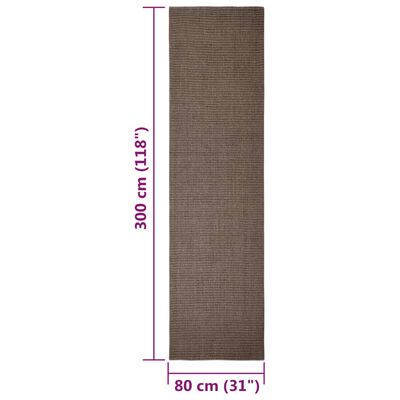 vidaXL Rug Natural Sisal 80x300 cm Brown