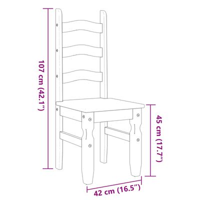 vidaXL Dining Chairs 2 pcs Corona White 42x47x107 cm Solid Wood Pine