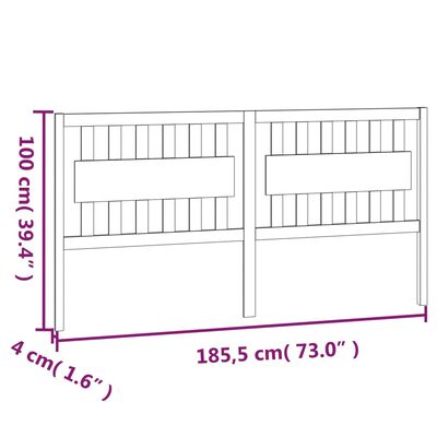 vidaXL Bed Headboard White 185.5x4x100 cm Solid Wood Pine