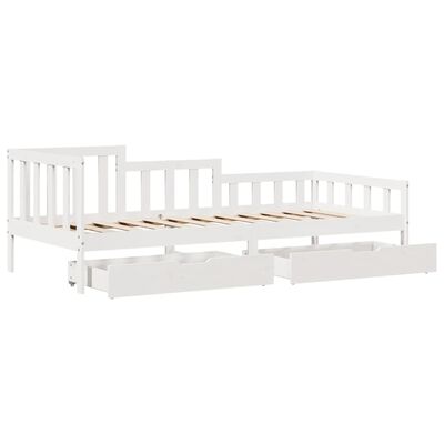 vidaXL Daybed with Drawers without Mattress White 90x200 cm Solid Wood