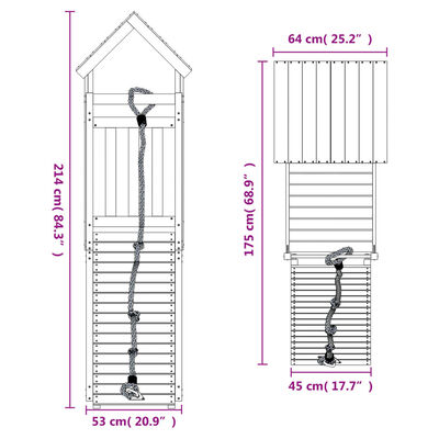 vidaXL Playhouse with Climbing Wall Impregnated Wood Pine