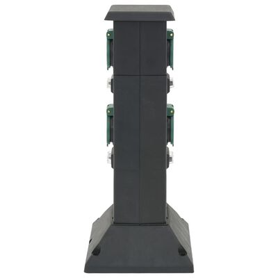 vidaXL Outdoor Socket Column 4-Way Black and Green 16x16x39.5 cm