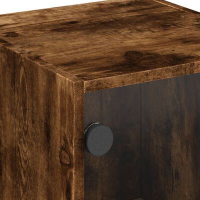 vidaXL Bedside Cabinet with Glass Door Smoked Oak 35x37x42 cm