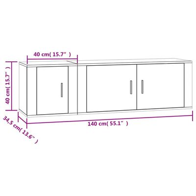 vidaXL 2 Piece TV Cabinet Set High Gloss White Engineered Wood