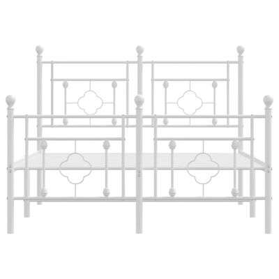 vidaXL Metal Bed Frame without Mattress with Footboard White 120x200 cm