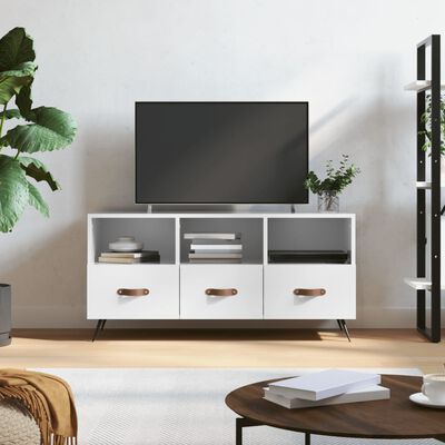 vidaXL TV Cabinet High Gloss White 102x36x50 cm Engineered Wood