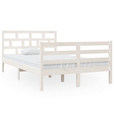 vidaXL Bed Frame without Mattress White Solid Wood 120x200 cm (810426+814185)