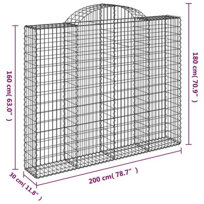 vidaXL Arched Gabion Baskets 11 pcs 200x30x160/180 cm Galvanised Iron