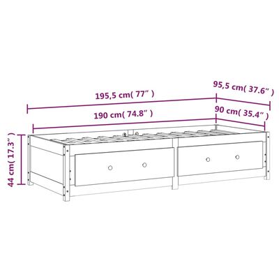 vidaXL Day Bed without Mattress Grey 90x190 cm Single Solid Wood Pine