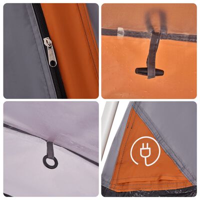 vidaXL Family Tent with Porch 9-Person Grey and Orange Quick Release