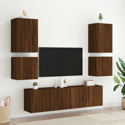 vidaXL 6 Piece TV Wall Units Brown Oak Engineered Wood