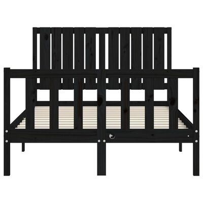 vidaXL Bed Frame without Mattress Black Small Double Solid Wood Pine