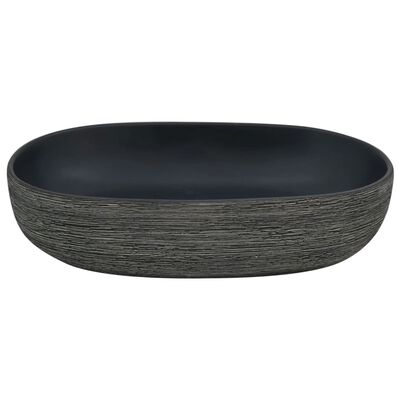 vidaXL Countertop Basin Grey and Black Oval 59x40x14 cm Ceramic