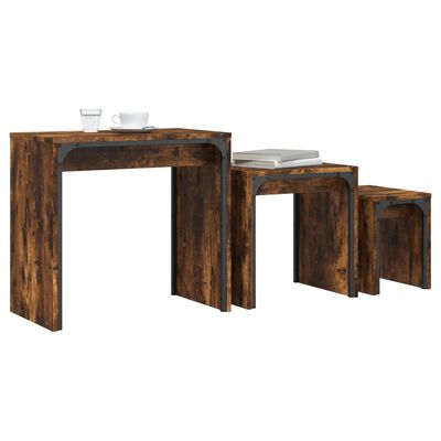 vidaXL Nesting Coffee Tables 3 pcs Smoked Oak Engineered Wood