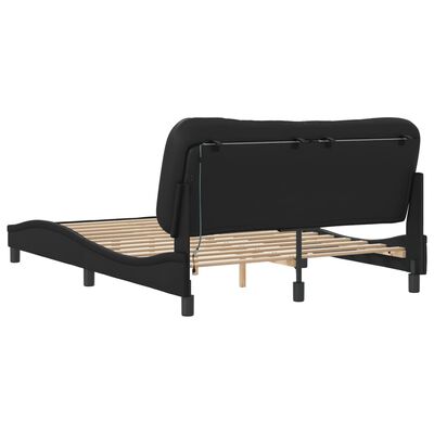 vidaXL Bed Frame with LED without Mattress Black 140x190 cm