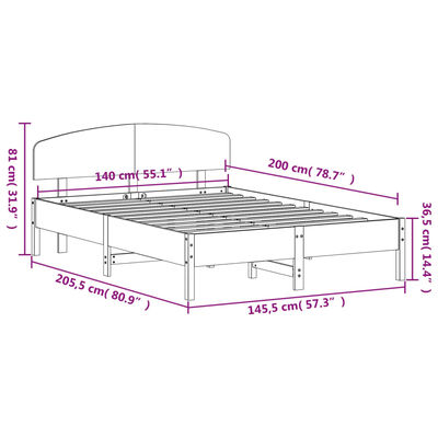 vidaXL Bed Frame without Mattress White 140x200 cm Solid Wood Pine