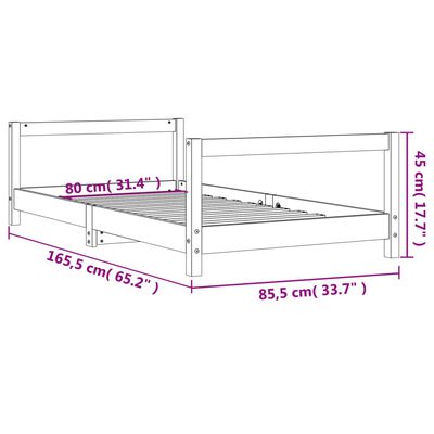 vidaXL Kids Bed Frame Black 80x160 cm Solid Wood Pine