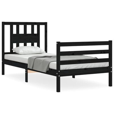 vidaXL Bed Frame without Mattress Black 100x200 cm Solid Wood