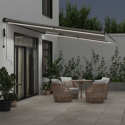 vidaXL Automatic Retractable Awning with LEDs Anthracite&White 500x300 cm