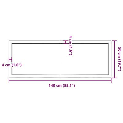 vidaXL Table Top 140x50x(2-4) cm Untreated Solid Wood Oak