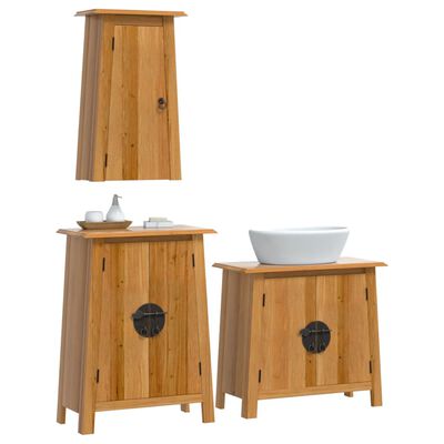 vidaXL 3 Piece Bathroom Furniture Set Solid Wood Pine