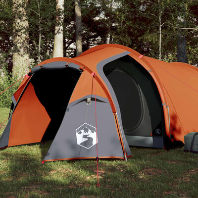 vidaXL Camping Tent Tunnel 3-Person Orange Waterproof