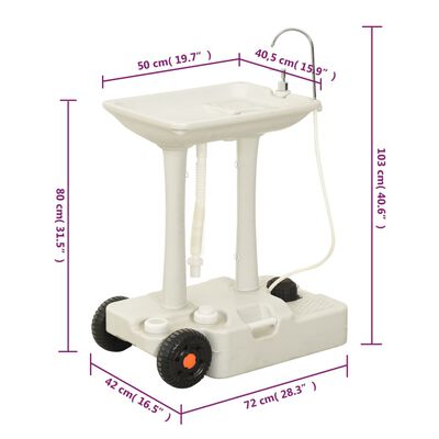 vidaXL Camping Hand Wash Stand with Wheeled Water Tank Grey