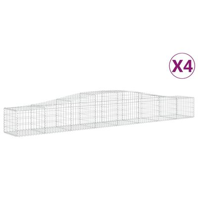 vidaXL Arched Gabion Baskets 4 pcs 400x50x40/60 cm Galvanised Iron